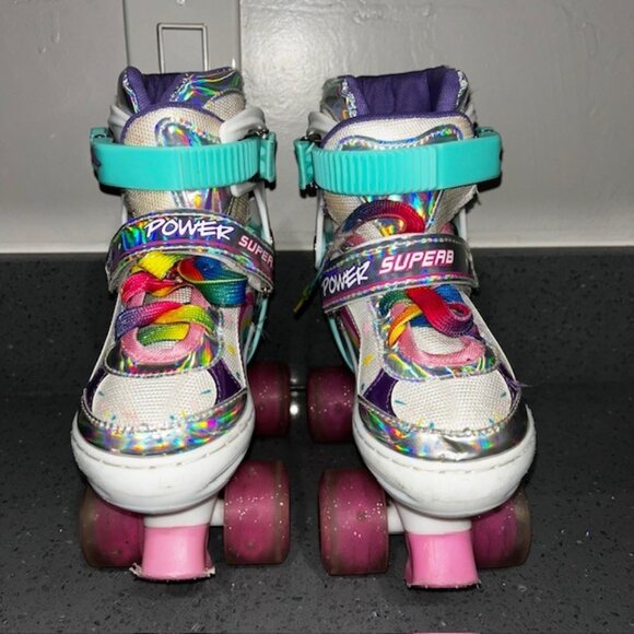 Power Superb Girls Adjustable Roller Skates Size Small (31-34) Rainbow - Picture 4 of 7